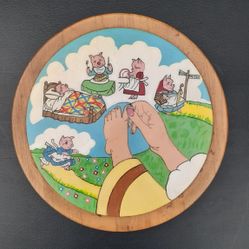 Custom Art Handmade Three Little Piggies Lazy Susan 