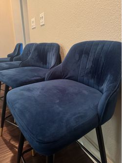 Velvet Swivel Bar Stools Set of 4 – Excellent Condition