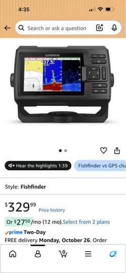 Garmin 010-01872-00 STRIKER 5CV with Transducer, 5" GPS Fishfinder, CHIRP Traditional And ClearVu Scanning Sonar Transducer, Built In Quickdraw Contou