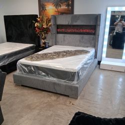 Gray Queen Bed Frame 