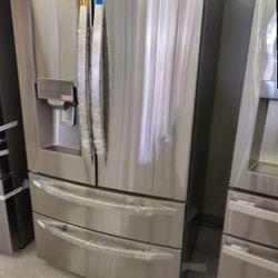 LG STAINLESS STEEL 4 DOOR FRENCH DOOR 28 CB FT OPEN BOX ITEMS DY C