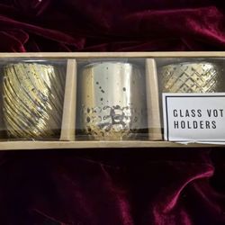 Gold Candle Votive Candle Holders - 3 Pack