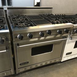 Viking 36”Wide All Gas Range Stove In Stainless Steel With Charbroil Grill