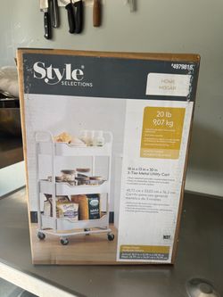 Style Selections 3-Tier Metal Utility Cart White