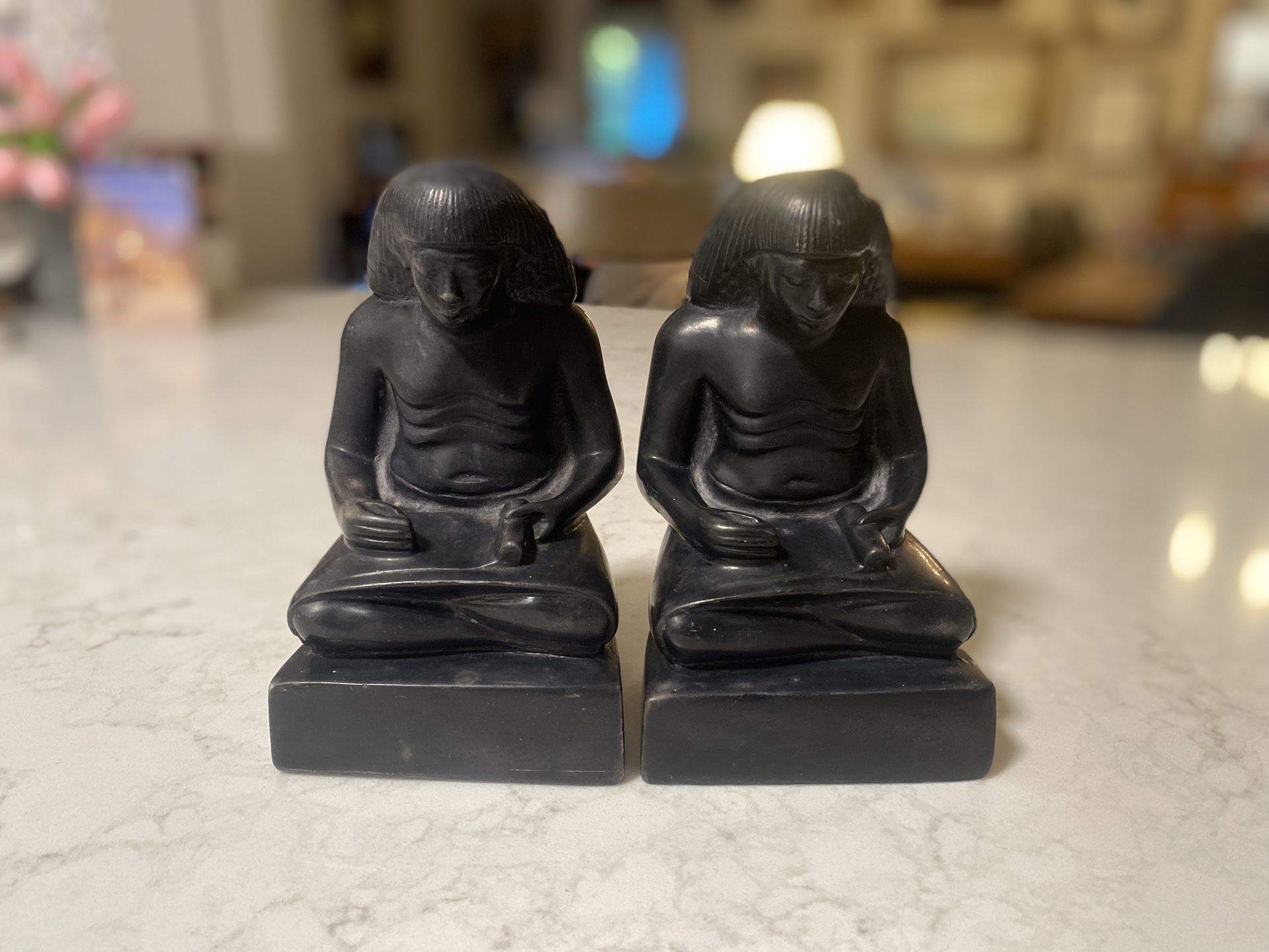 Rare Vintage Alva Studios Egyptian Pharaoh Sculpture Bookends Pair