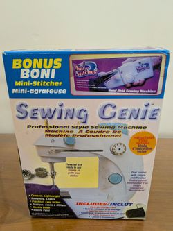 Vintage sewingGenie with Bonus Handstitcher, a compact, portable professional-style sewing machine