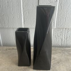 Black Twisted Decor Vases 