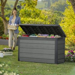 Keter Cortina 200 Gallon Large Resin Deck Box for Patio Outdoor Storage, Deck Boxes & Outdoor Storage Boxes Home Patio, Lawn & Garden Patio & Outdoor