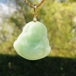 14k Gold Filled Light Green Buddha 24” Rope Chain 
