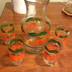 Vintage Juice Set With 4 Glasses