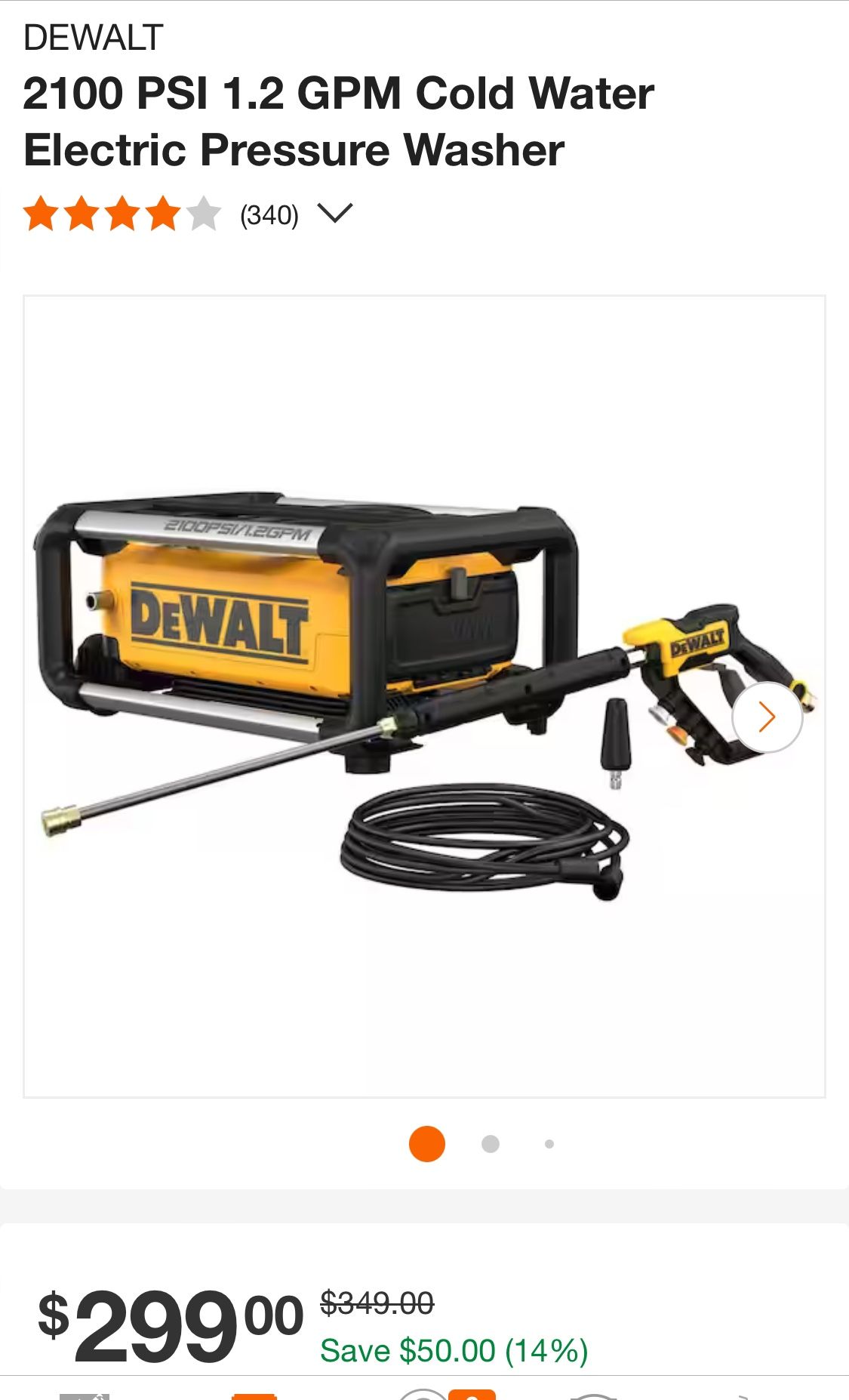  2100 PSI 1.2 GPM Cold Water Electric Pressure Washer
