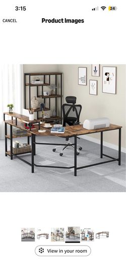 Tribesigns 55" L-Shaped Computer Desk, Office Desk Wood Corner Desk with Shelves