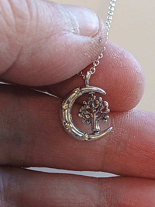Pandora Authentic Brand New Sterling Silver Moon& Stars Spinning Tree 19.8 Adjustable Pendant Necklace