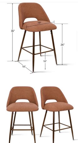 Mid-Century Modern Counter Height Bar Stools (Set of 2)