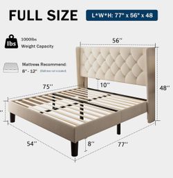 Upholster full-size bed frame with slats
