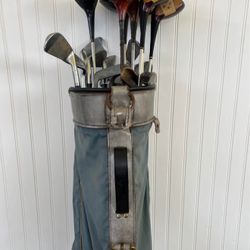 Vintage Golf Clubs And Bag