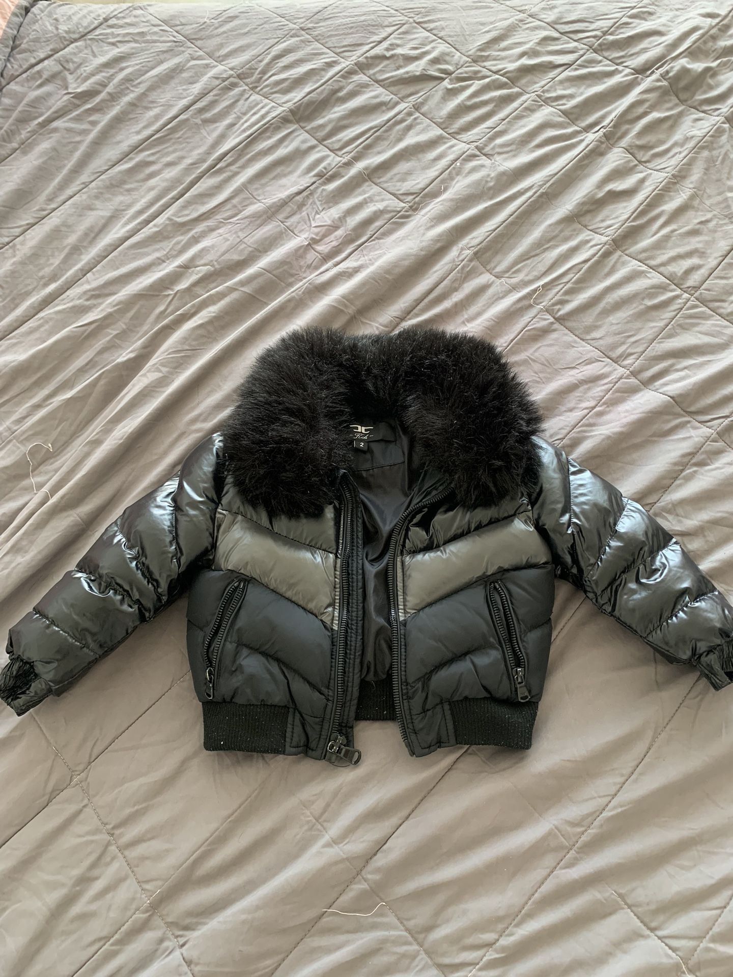 Toddler Black Leather Coat - 2T