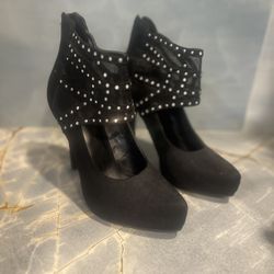 Black Rhinestoned High Heels