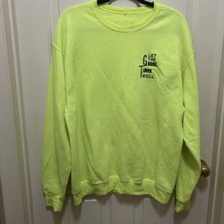 Let the Ghoul Times Roll - Neon Yellow Halloween Sweatshirt   UNISEX SIZE LARGE   There is a tiny hole at the back neck from where the embroider accid