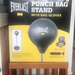 Everlasting adjustable punch bag stand with bag gloves pump and needle