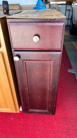 Dark Cherry Wood Cabinet with Drawer
