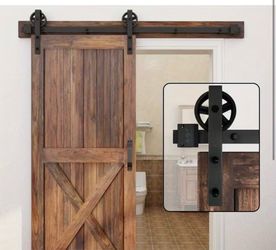 Sliding Barn Door Hardware Kit with Spoke Wheel