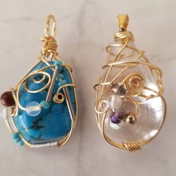 Beautiful cristal and turquoise 4 D pendants by Aeb Bea designer jewelry.