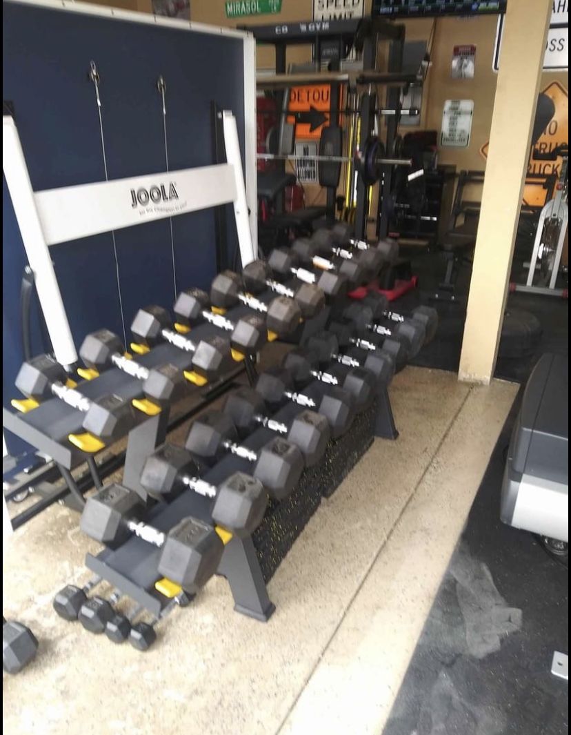 🔥2 Day Sale!🔥 Rubber Hex Dumbell Sets With Commercial Grade Rack 5-50 55-100 5-100