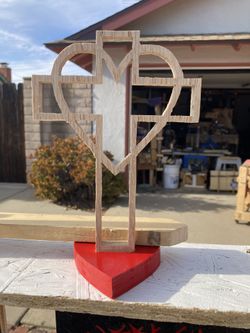 Heart Cross Cut Out Of One Piece Of Wood