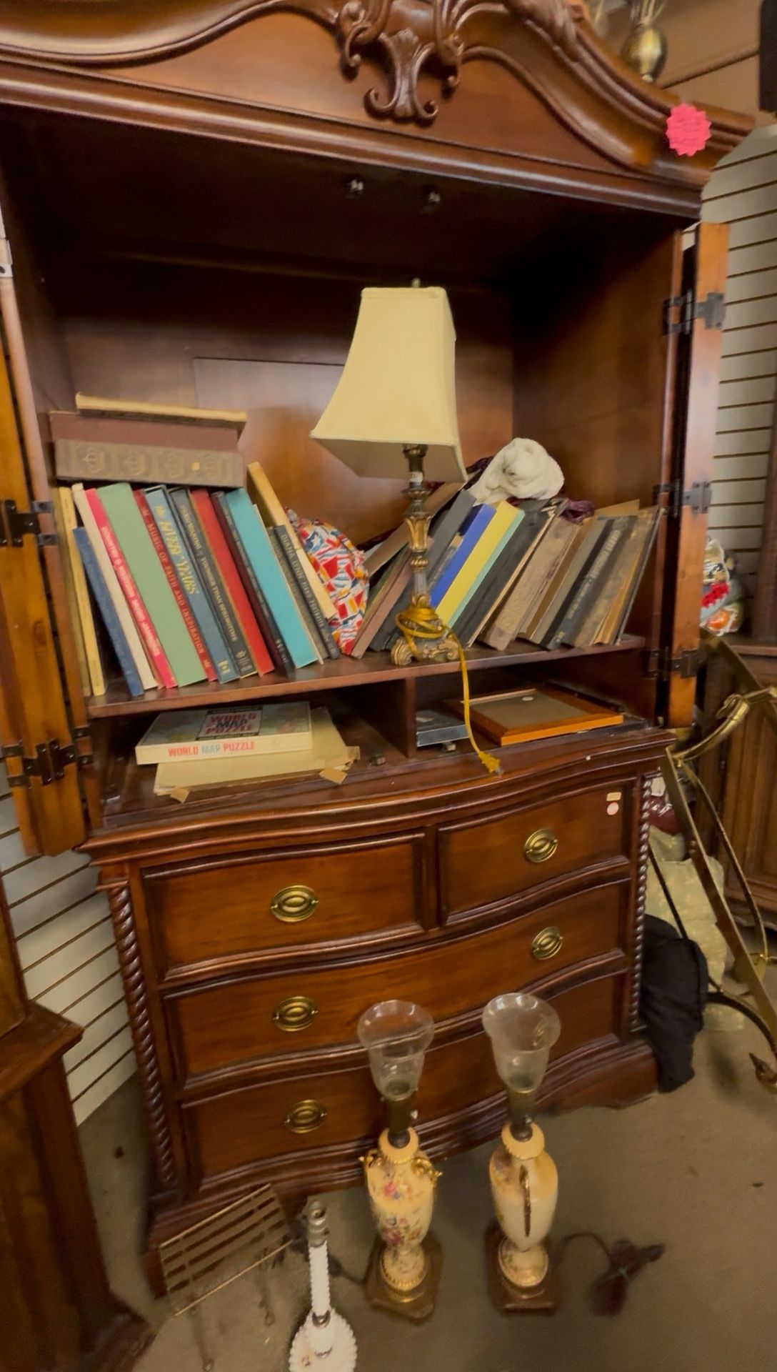 Vintage Mahogany Armoire / Entertainment Cabinet