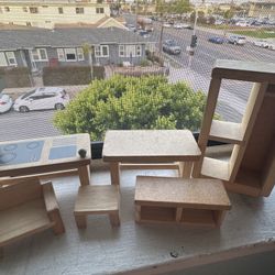 Wooden Furniture, Dollhouse Set