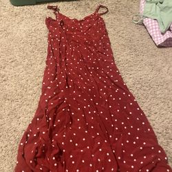 Red polka dot midi dress 