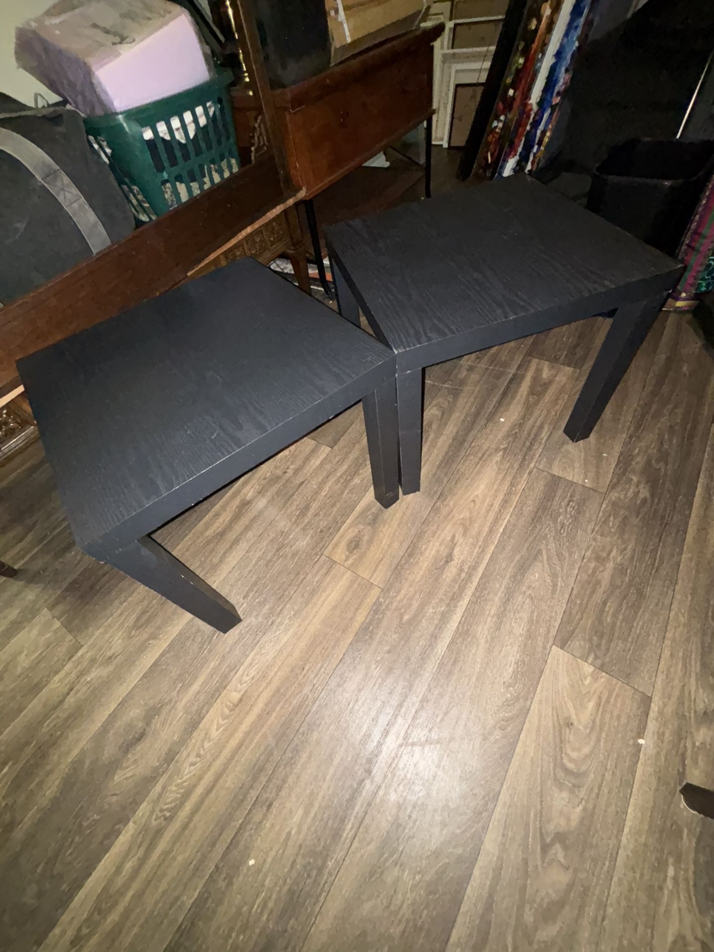 Black IKEA nightstand/end table set