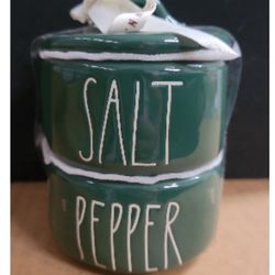 Rae Dunn Green Salt Pepper