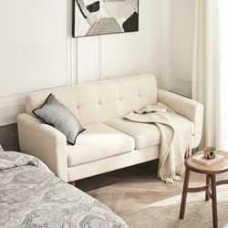 65" W Loveseat Sofa, Mid Century Modern Decor Love Seat Couches for Living Room, Button Tufted Upholstered Small Couch for Bedroom, Solid and Easy to
