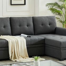 Sofa sectional  sleepers dark grey new 