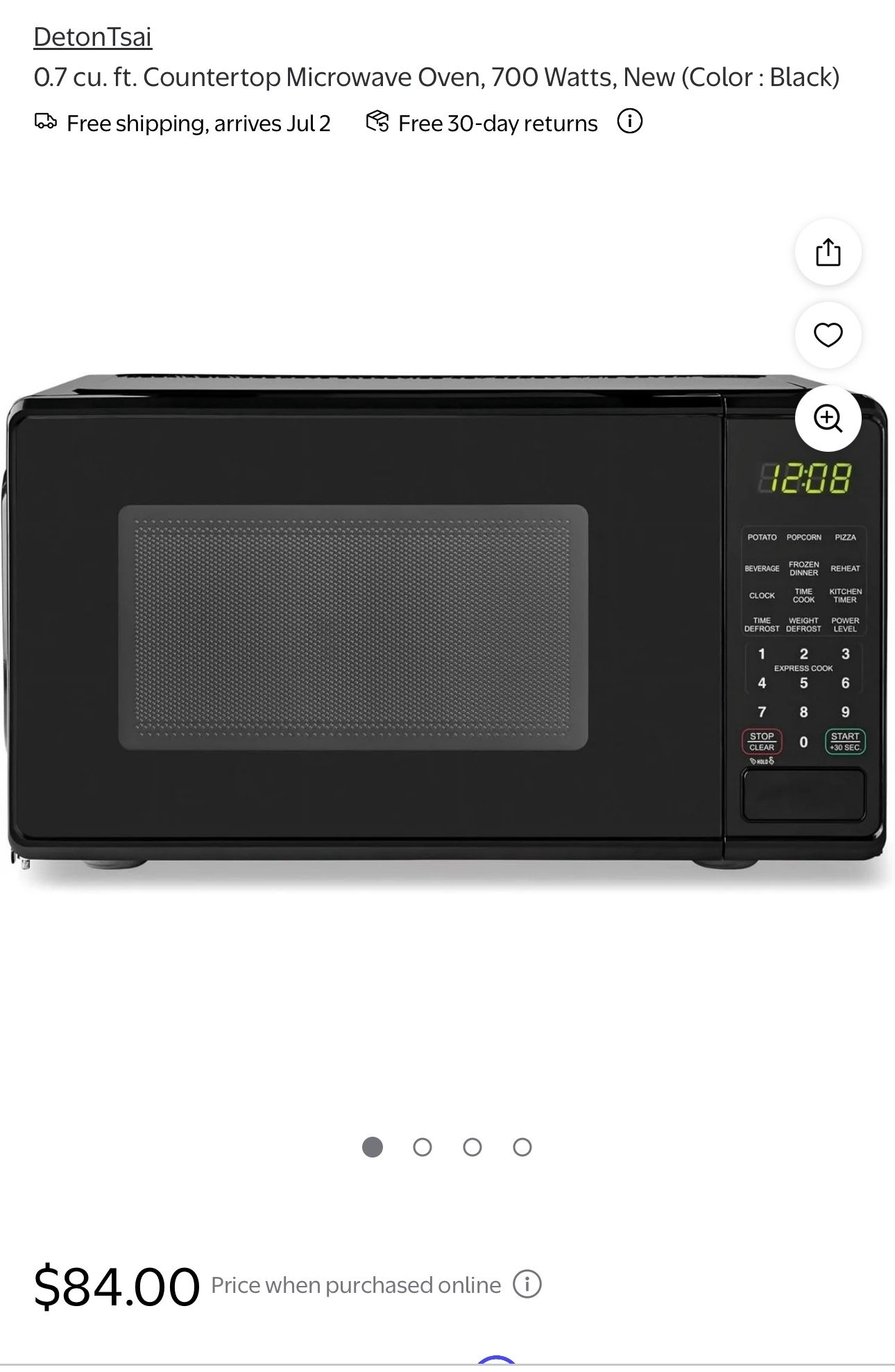 0.7 cu. ft. Countertop Microwave Oven, 700 Watts, New (Color : Black)