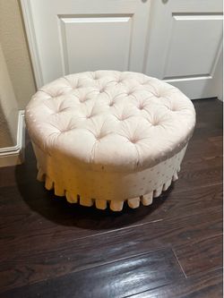 Cream ottoman with pink polka dots