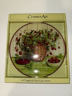 Counter Art 14 Tempered Glass Lazy Susan Rotating Turntable Berry Basket Art