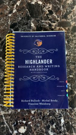 The Highlander Research And Writing Handbook with exercises, University Of California, Riverside
