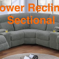 New Corduroy Power Recliner Sectional (Finance and Delivery)