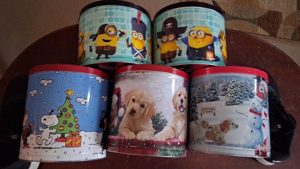 VINTAGE POPCORN TIN CANS