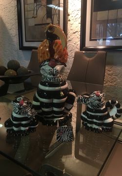 CLANCY THE CAT CANDLE HOLDER WITH CREAMER AND SUGAR