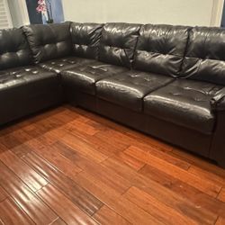 Brown faux Leather  2 Piece Sectional  Sofa  