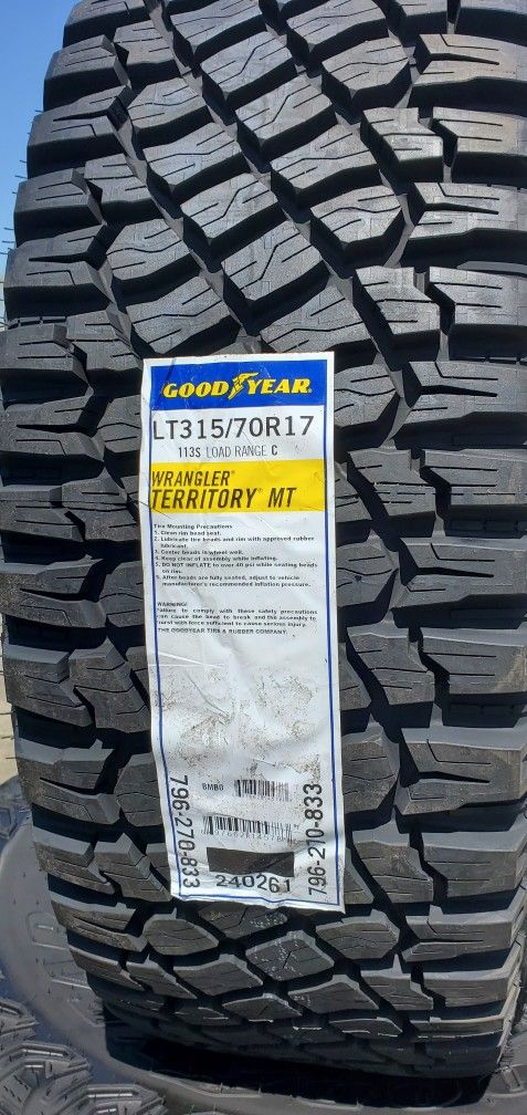 FORD RAPTOR TIRES BRAND NEW GOOD YEAR WRANGLER TERRITORY 315 70 17 $890 SET  OF FOUR INSTALL MOUNT AND BALANCE for Sale in Anaheim, CA - OfferUp