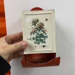 Vintage match box holder wall mount floral letter box 