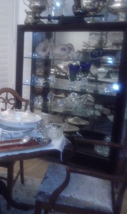 Dark Wood and Glass Curio Cabinet with Interior Lighting