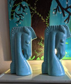 RARE Vintage Royal Haeger Turquoise Ceramic Horse Set