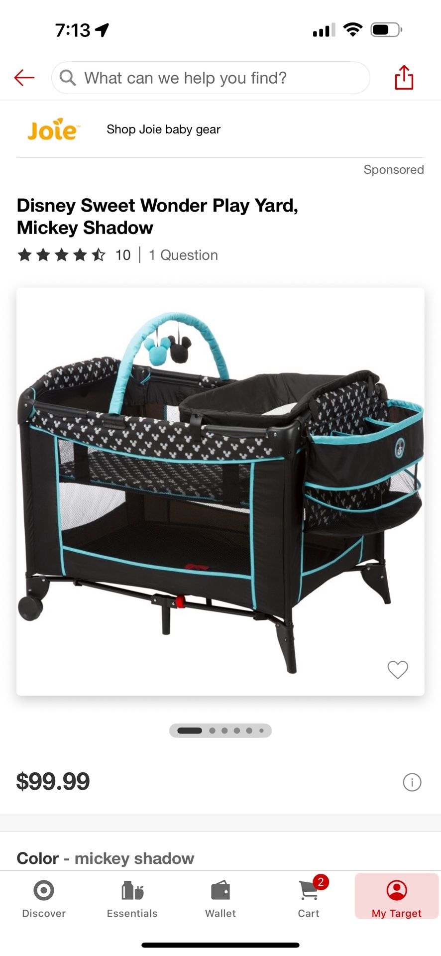 Disney Sweet Wonder Play Yard/ Mickey Shadow