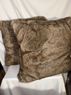 Set Of Two Large Throw Pillows, 16” Square, Browns